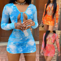 2021 Summer Printed tie-dyed Color Two Piece Skirt Sets Women's Summer Outfits sweatSuits Crop Tops Sets